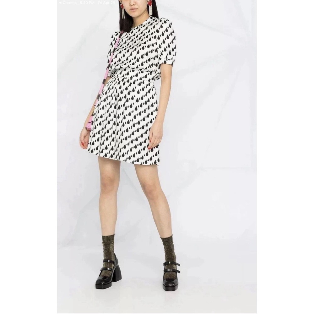 Love Moschino Raindrop Ivory Black Mini Dress Size 36/4  $325 NEW